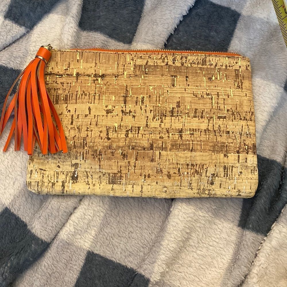 Mary Kay Paradise Calling Collection Gold Cork Orange Tassel makeup bag